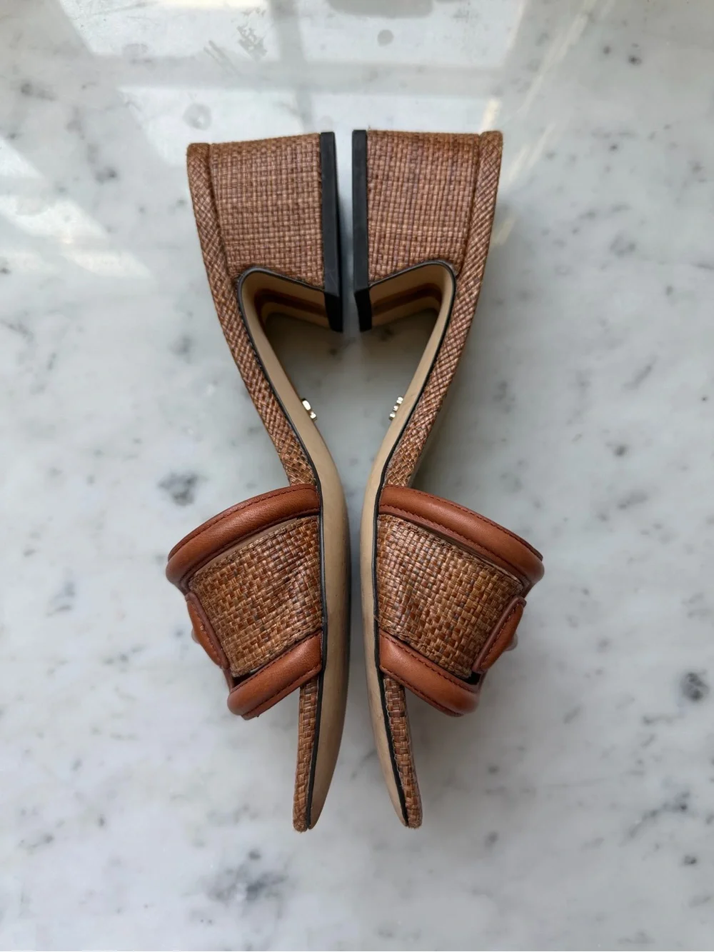 Sam Edelman Waylon Woven Slide Sandal Cognac Brown 7.5 excellent Retail $140 - Picture 2 of 5